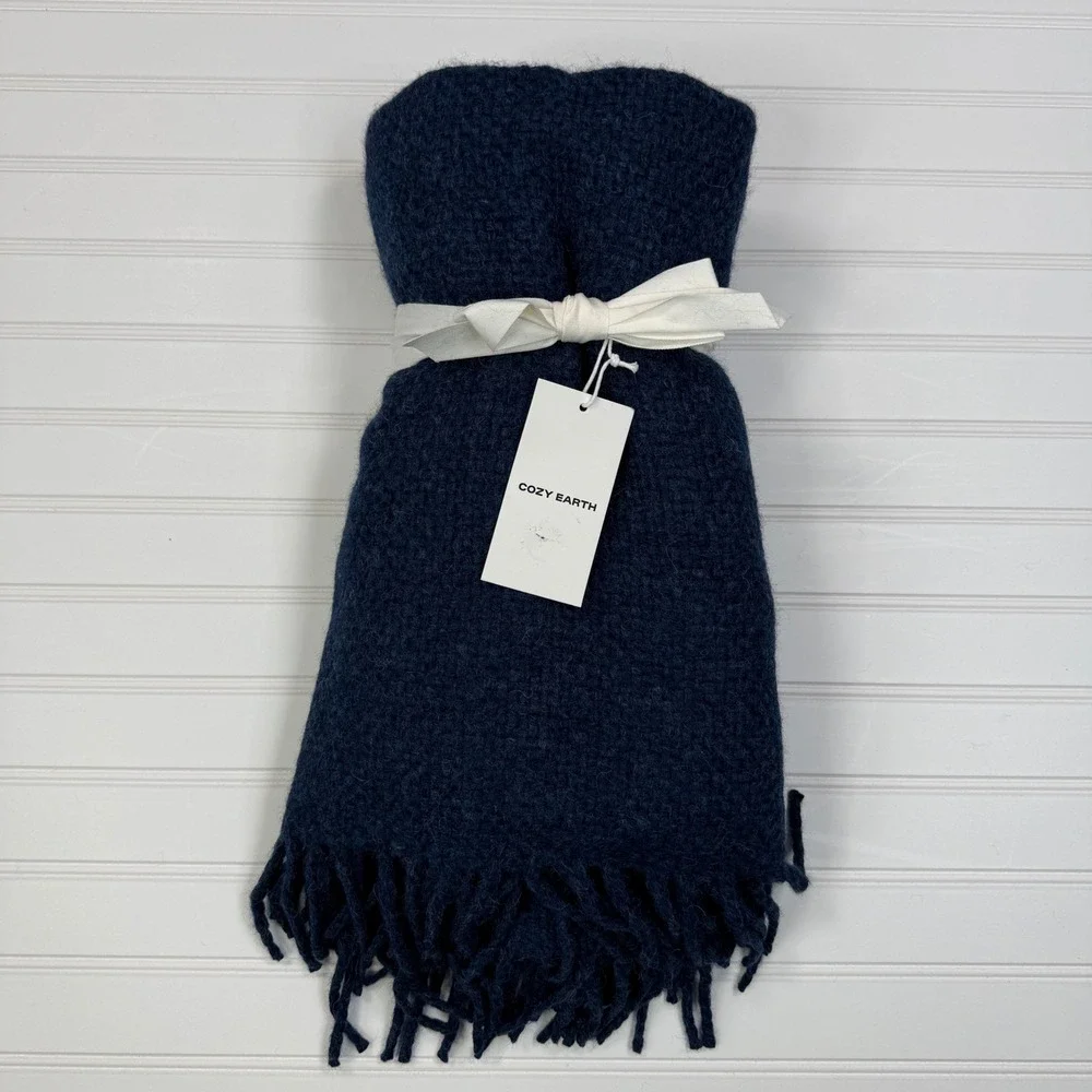 Cozy Earth Lucia Throw Alpaca Wool Indigo 50